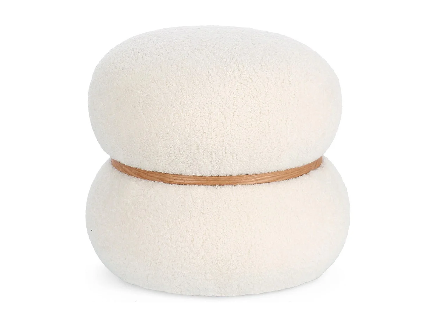 Pouf rond bouclette blanc ivoire D43 - STRATUS