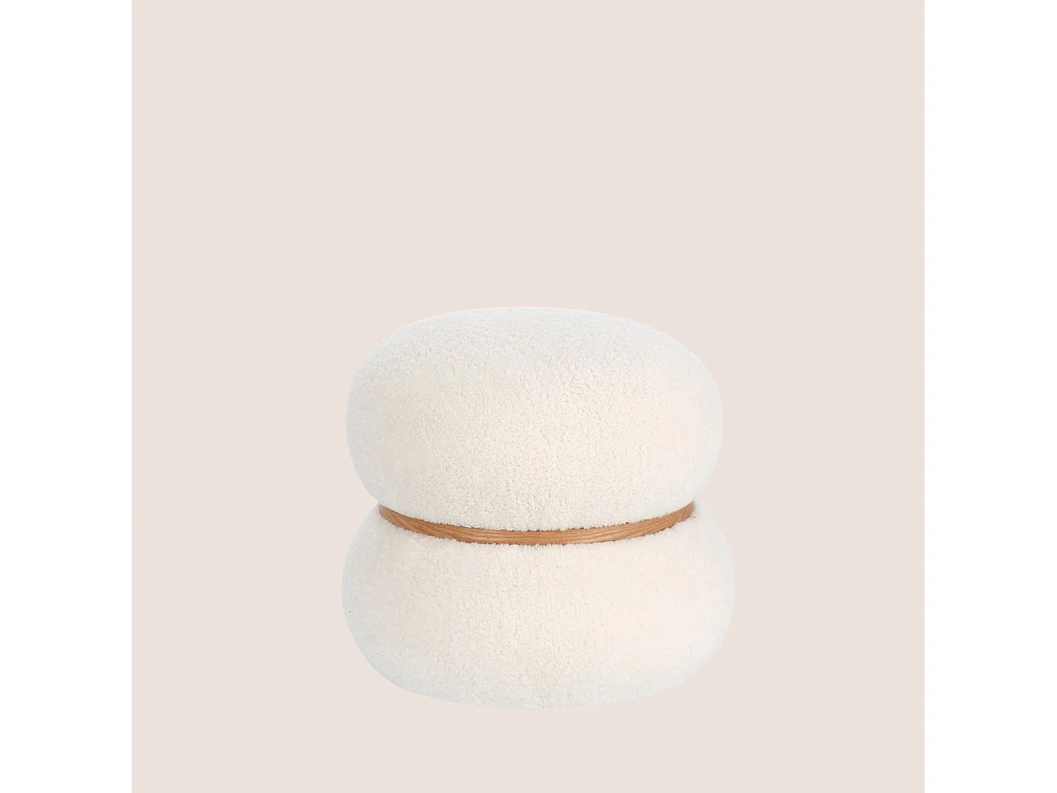 Pouf rond bouclette blanc ivoire D43 - STRATUS