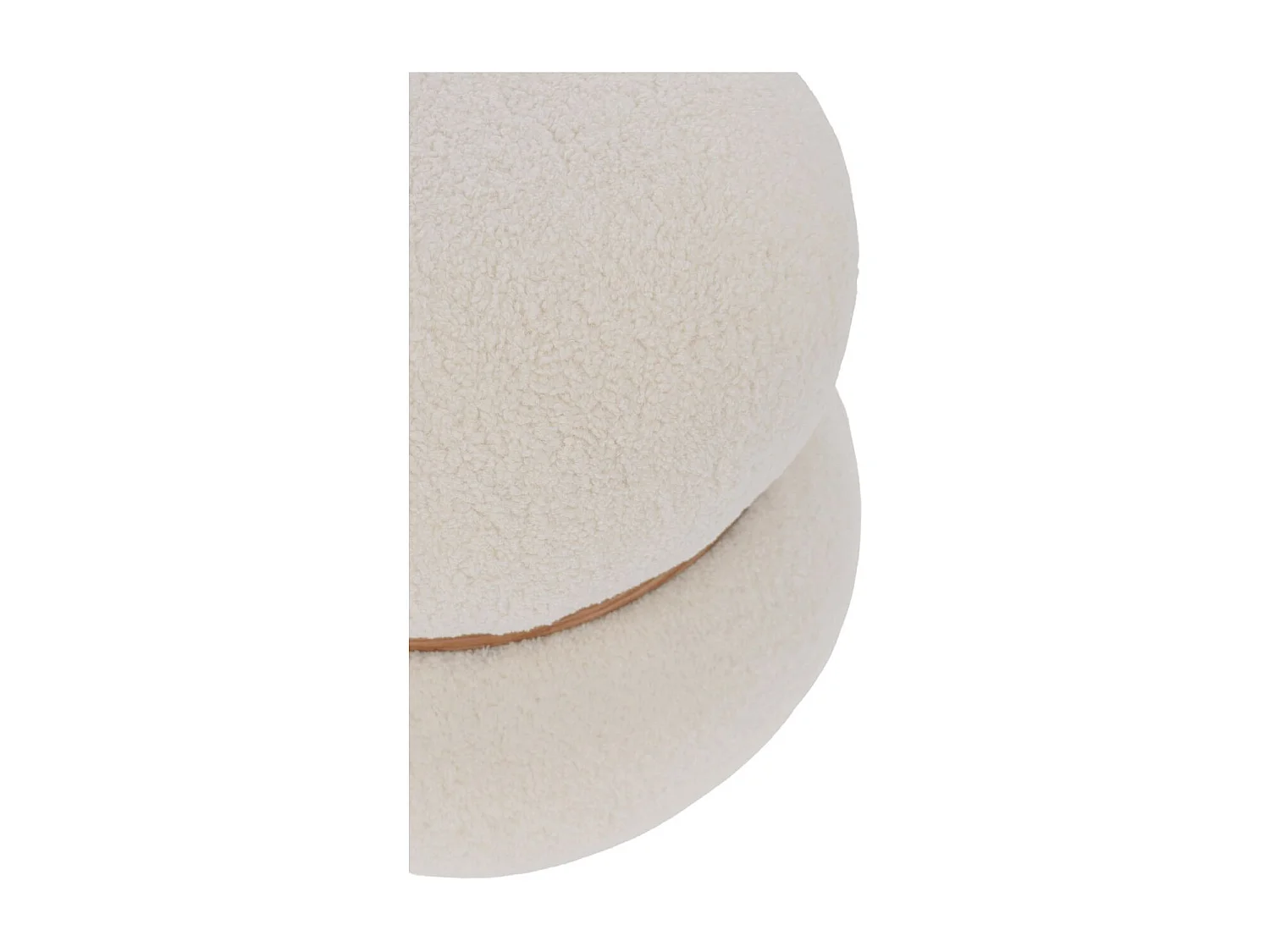 Pouf rond bouclette blanc ivoire D43 - STRATUS