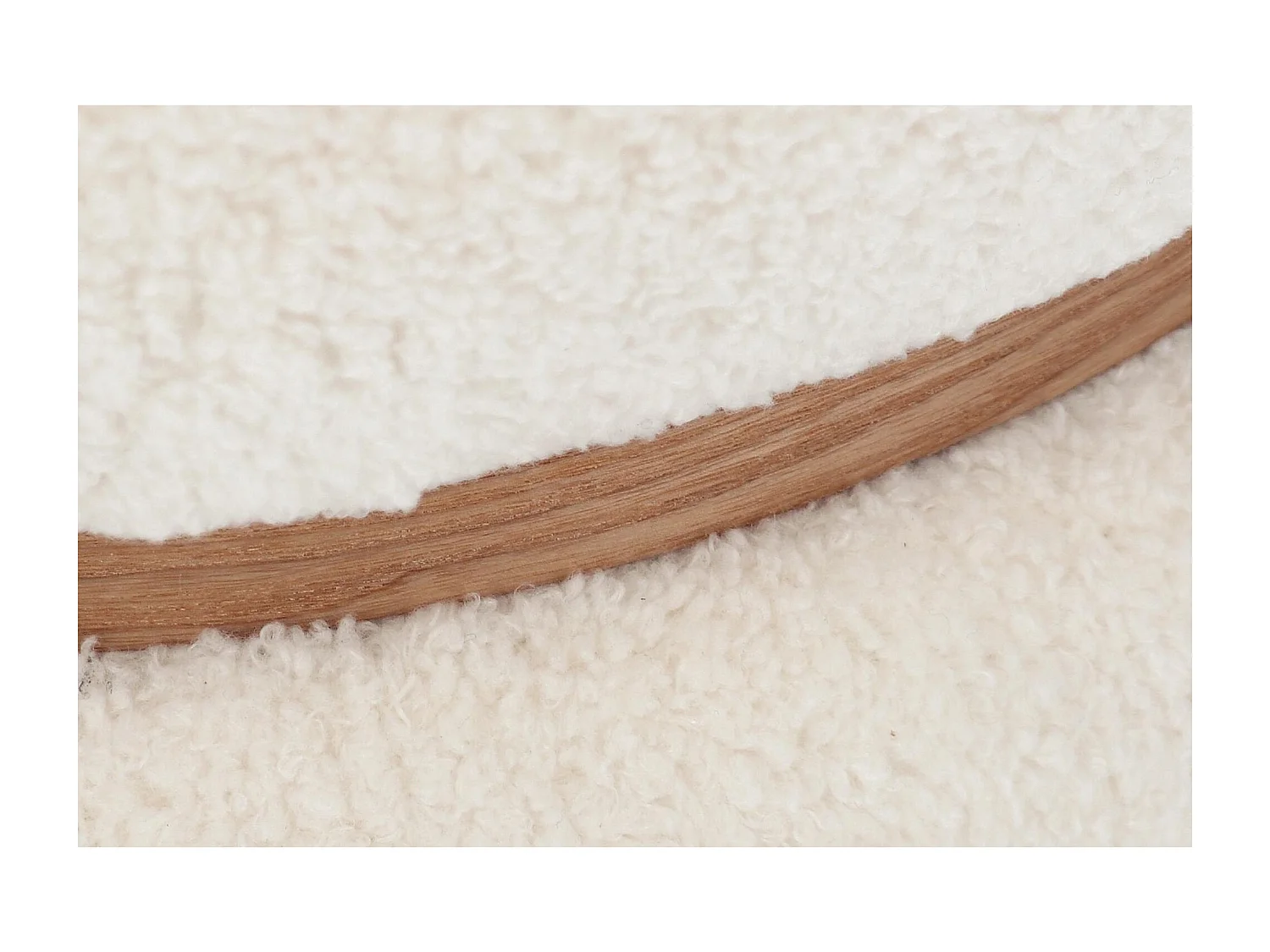 Pouf rond bouclette blanc ivoire D43 - STRATUS