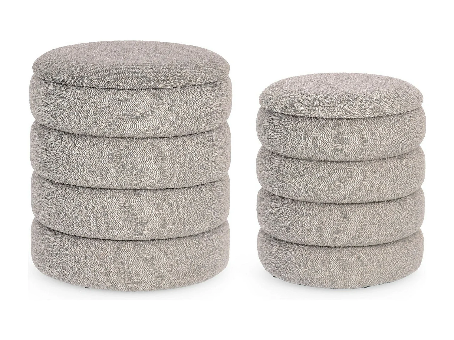 Poufs contemporains ronds en tissu bouclette (set de 2) - KARENINE