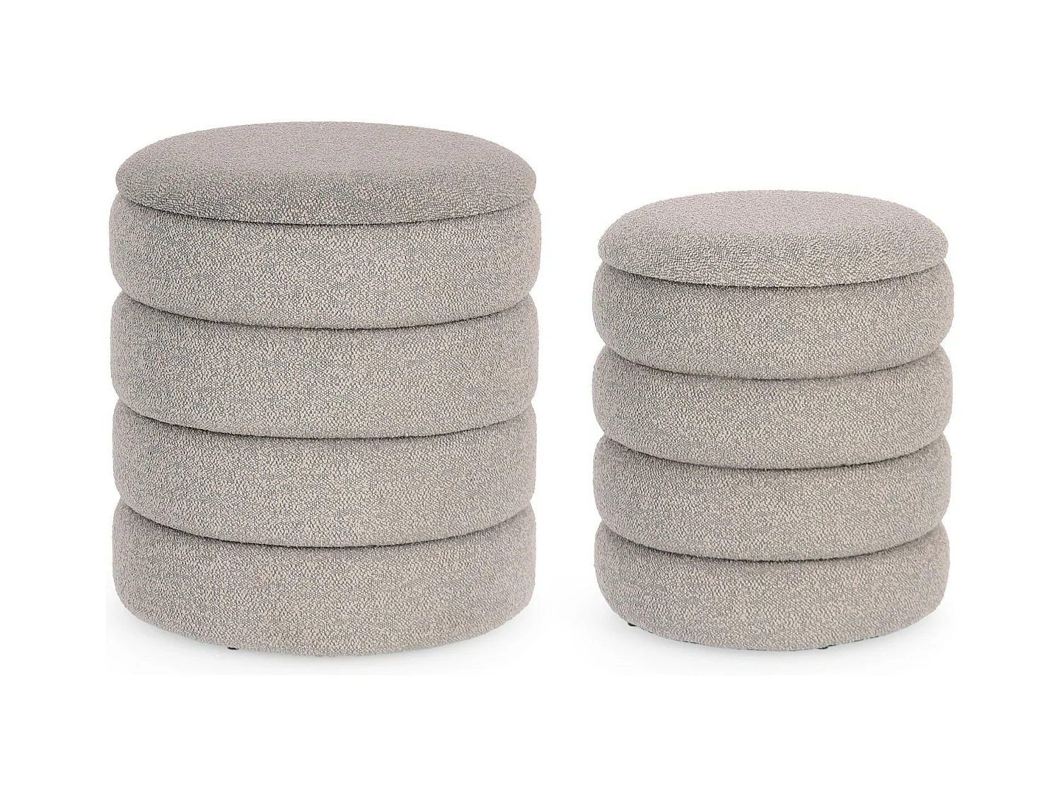 Poufs contemporains ronds en tissu bouclette (set de 2) - KARENINE