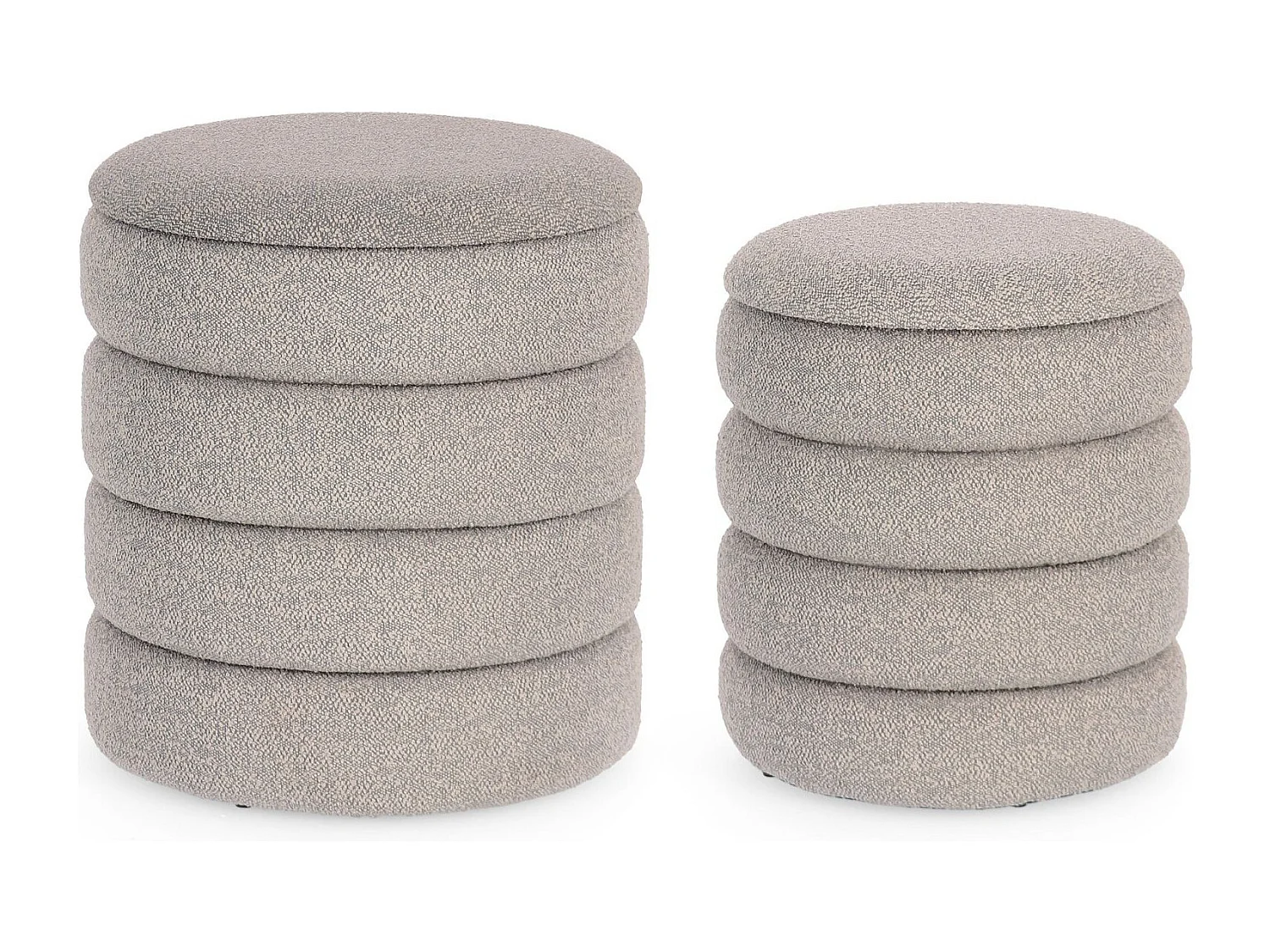 Poufs contemporains ronds en tissu bouclette (set de 2) - KARENINE