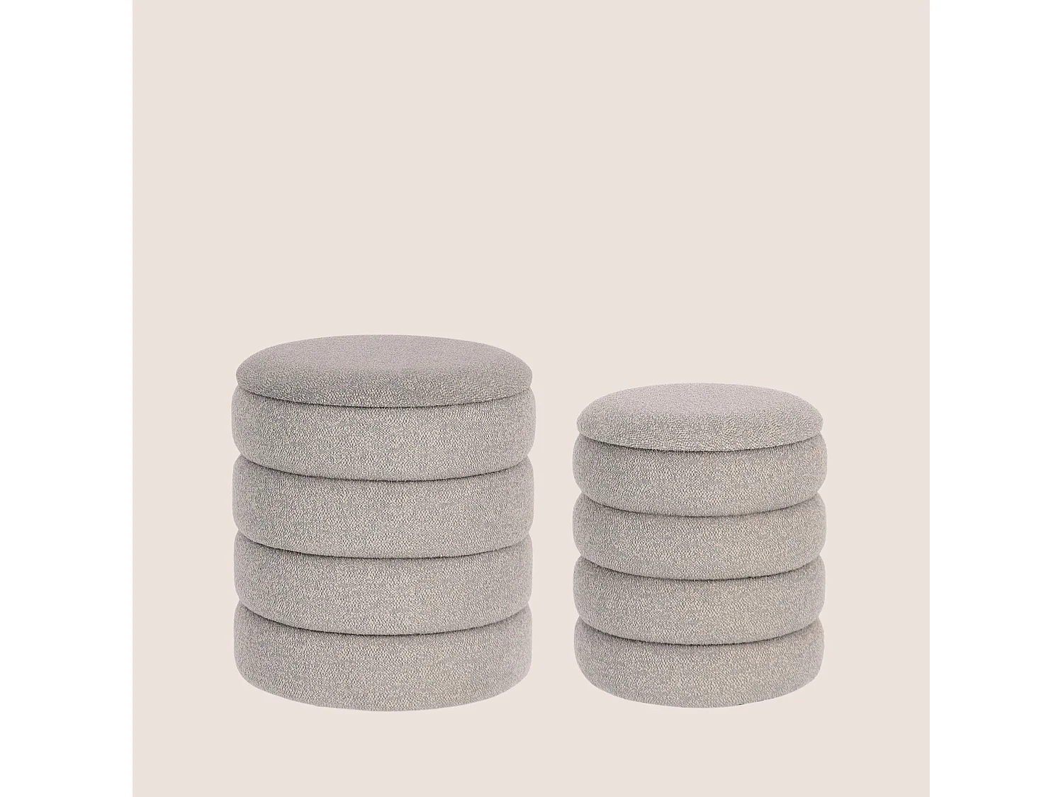 Poufs contemporains ronds en tissu bouclette (set de 2) - KARENINE