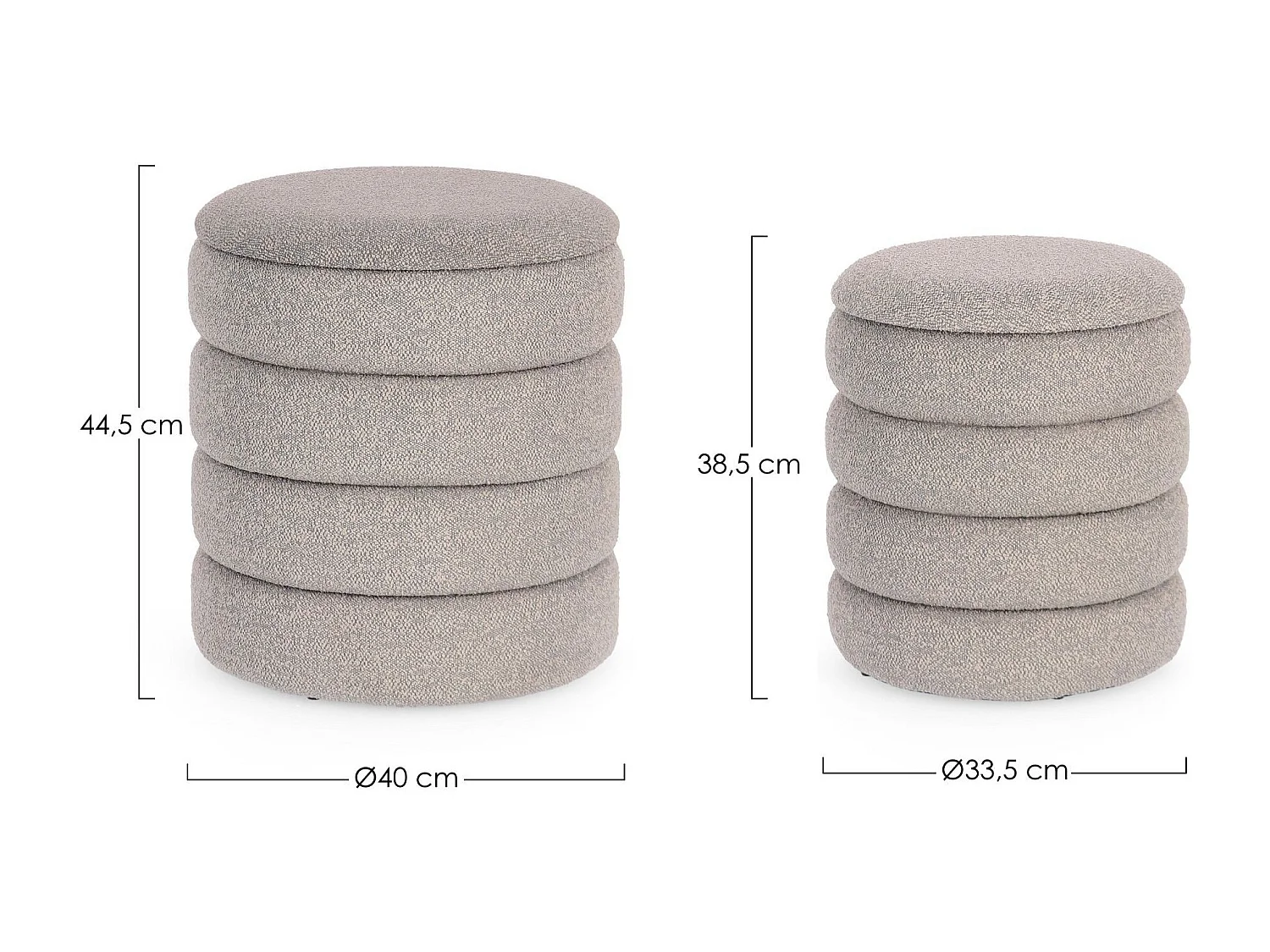 Poufs contemporains ronds en tissu bouclette (set de 2) - KARENINE