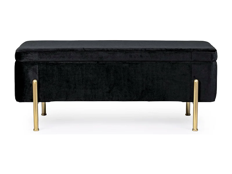 Banc coffre 2 places en velours et piétement or - NINA