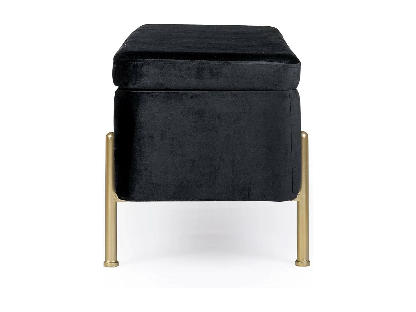 Banc coffre 2 places en velours et piétement or - NINA