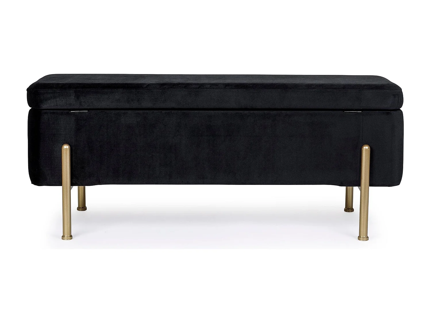 Banc coffre 2 places en velours et piétement or - NINA