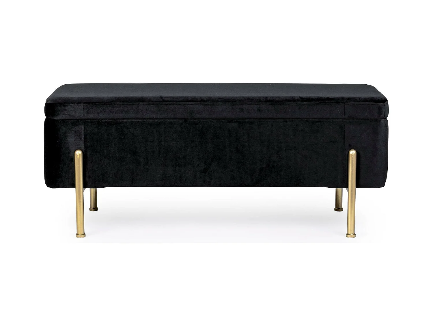 Banc coffre 2 places en velours et piétement or - NINA
