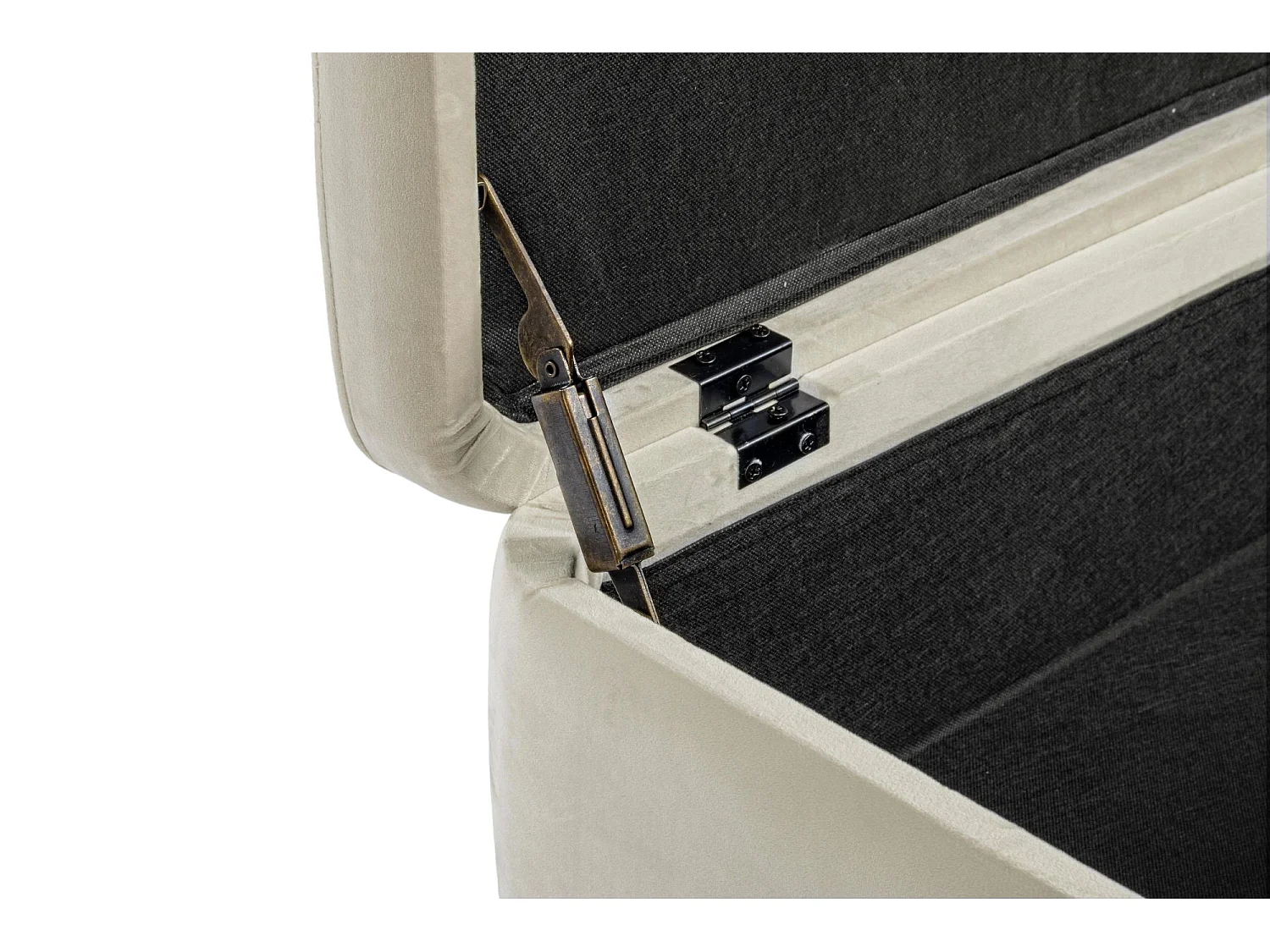 Banc coffre 2 places en velours et piétement or - NINA