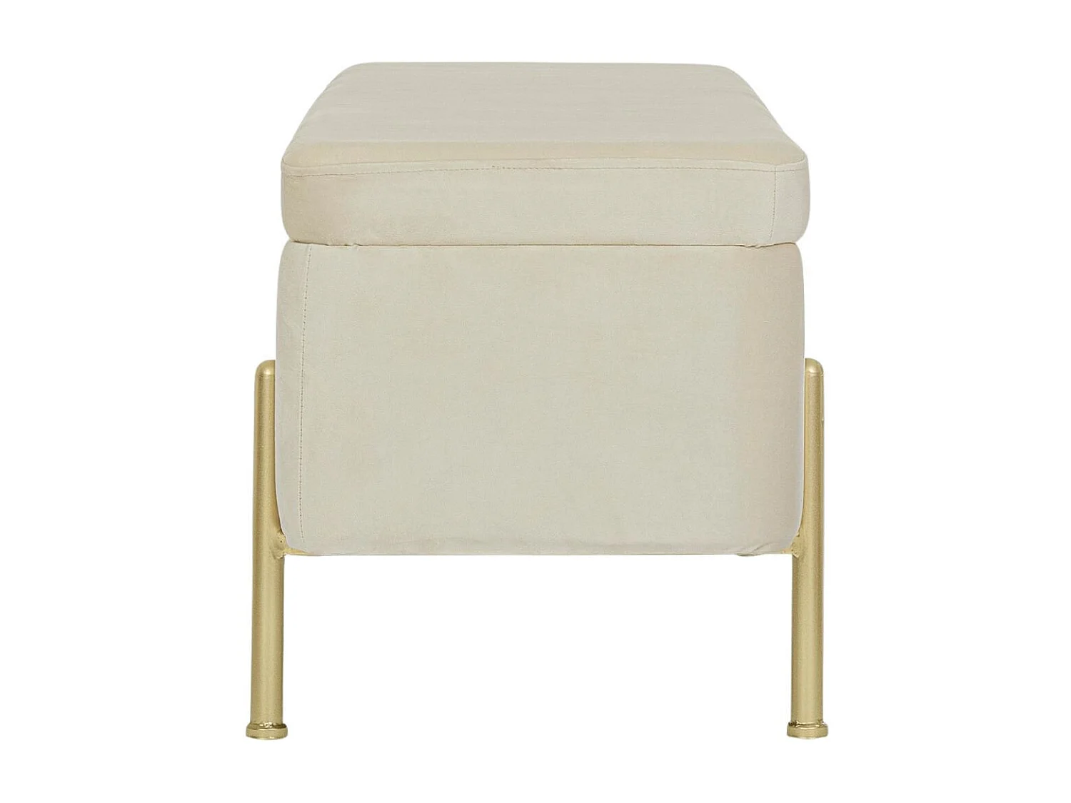 Banc coffre 2 places en velours et piétement or - NINA