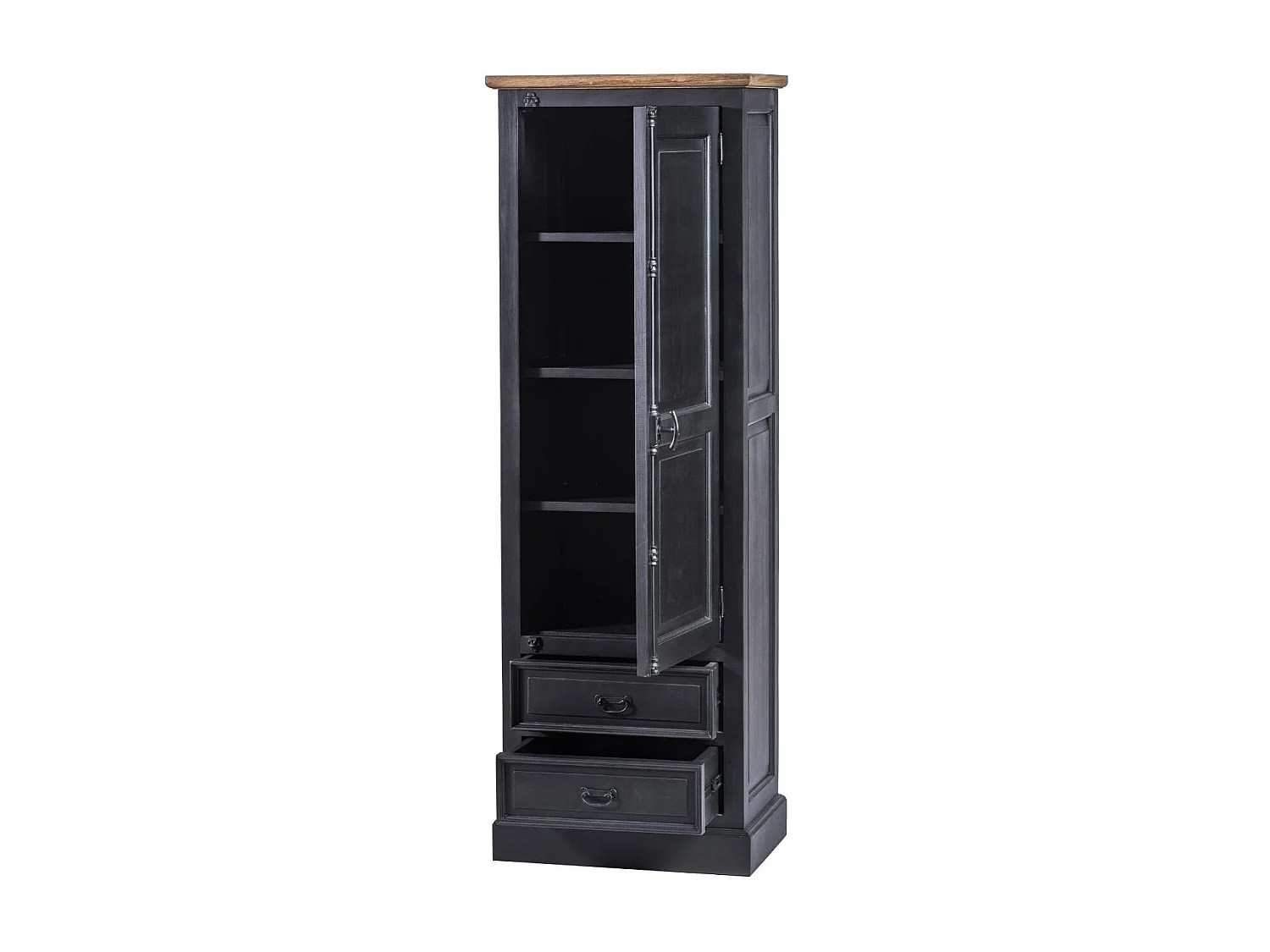 Bonnetière en teck noir 1 porte 2 tiroirs - DALILA