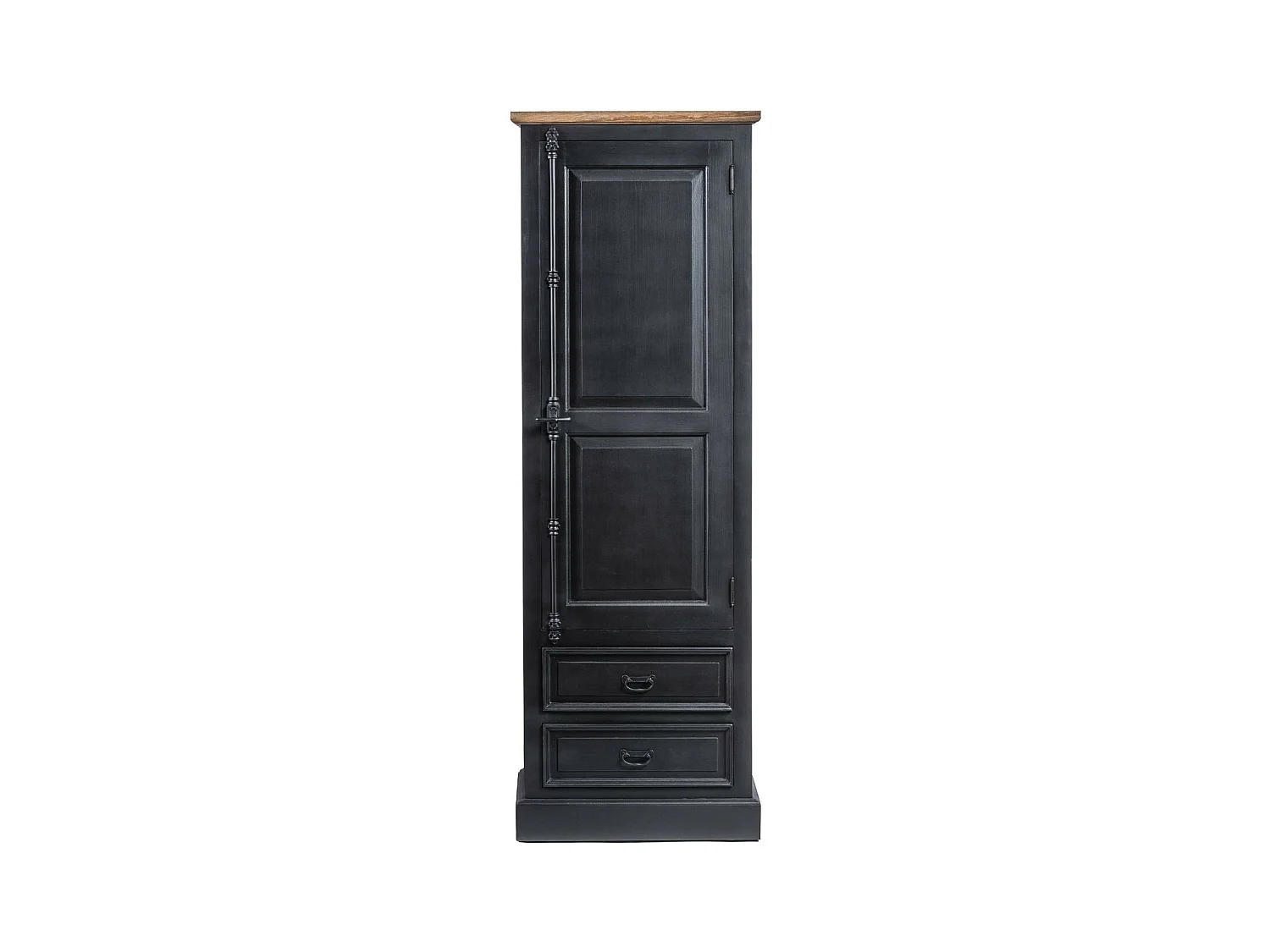 Bonnetière en teck noir 1 porte 2 tiroirs - DALILA
