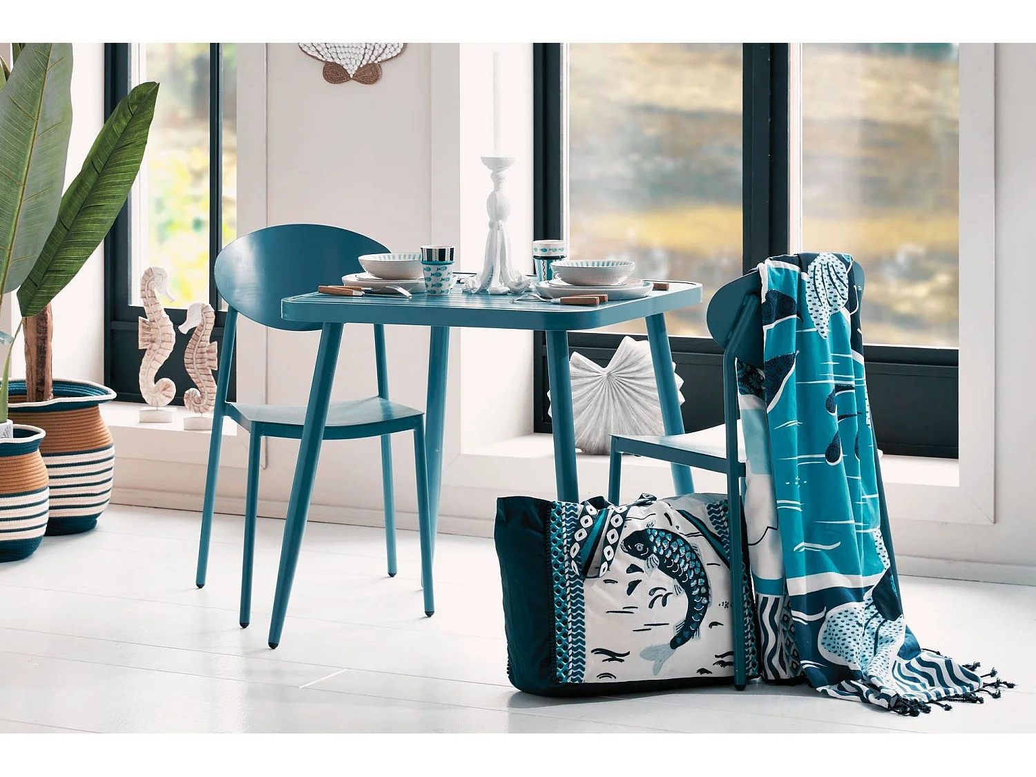 Chaise de jardin japandi empilable en aluminium (lot de 2) - COQUELICOT