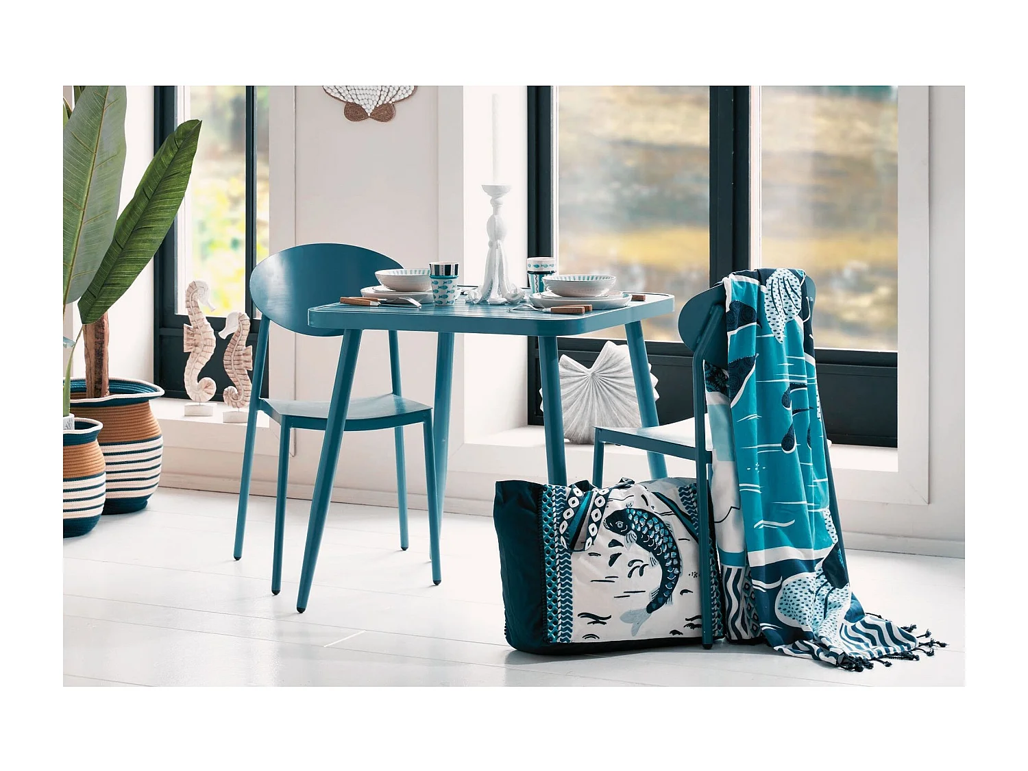 Chaise de jardin japandi empilable en aluminium (lot de 2) - COQUELICOT