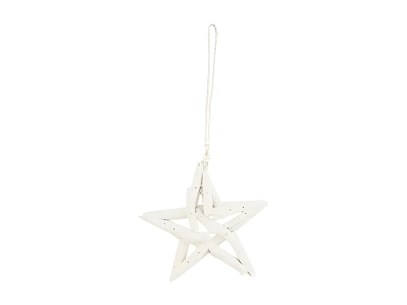 Decorazione natalizia in legno bianco 17x17x3,5 cm