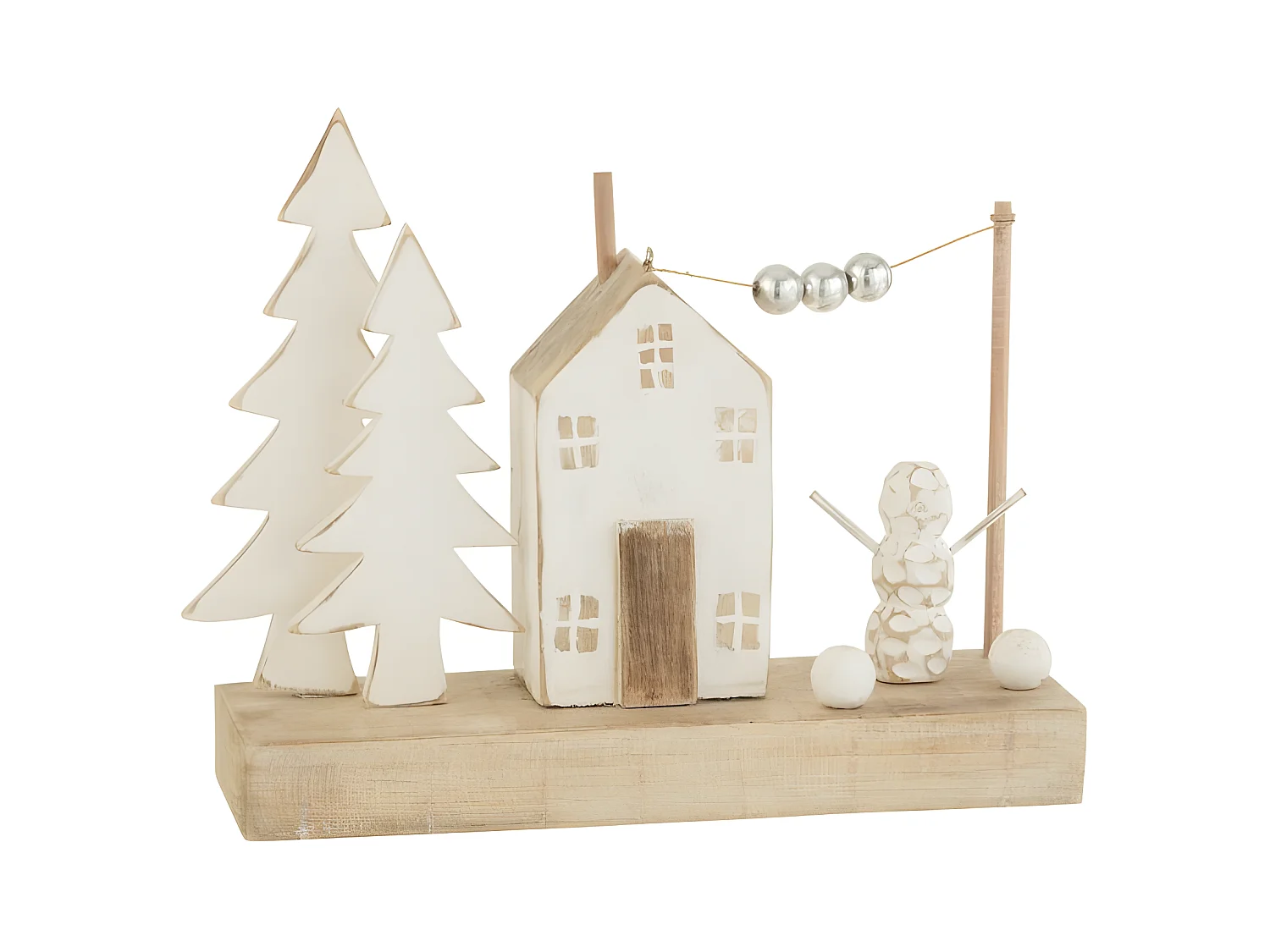 Decoración de Navidad de madera natural 43x12x30 cm