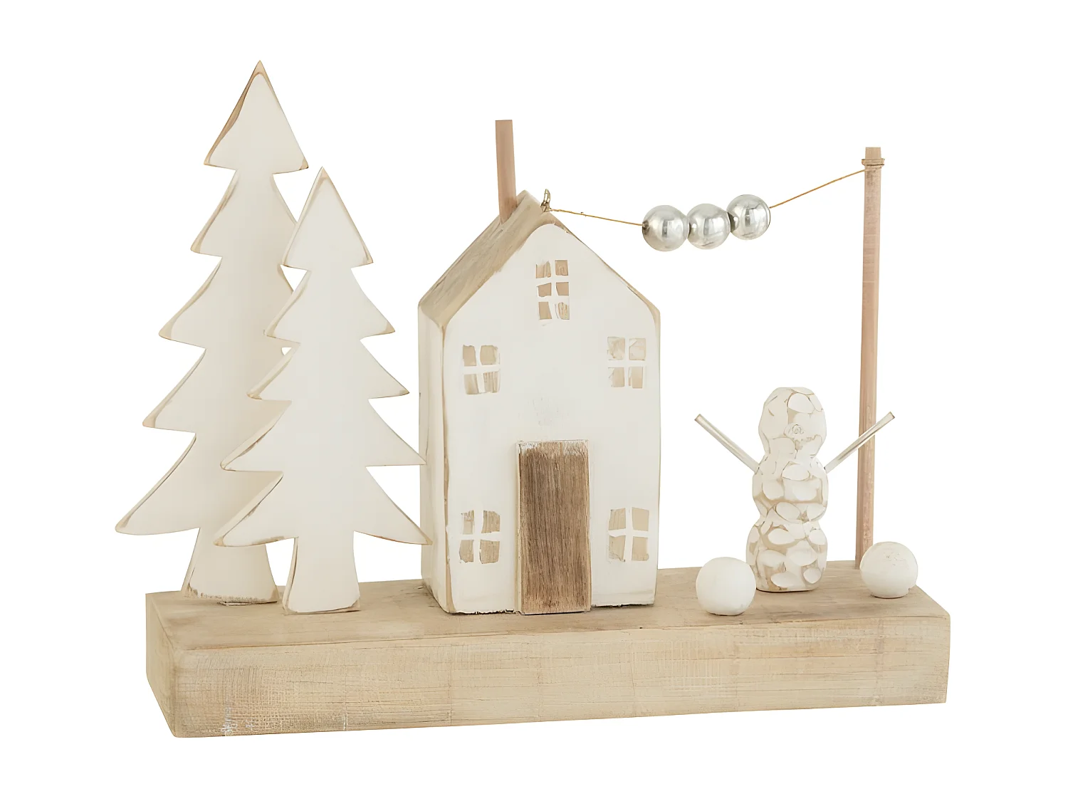 Decoración de Navidad de madera natural 43x12x30 cm