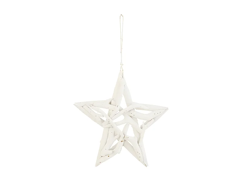 Sospensione natalizia in legno bianco 26x26x3,5 cm