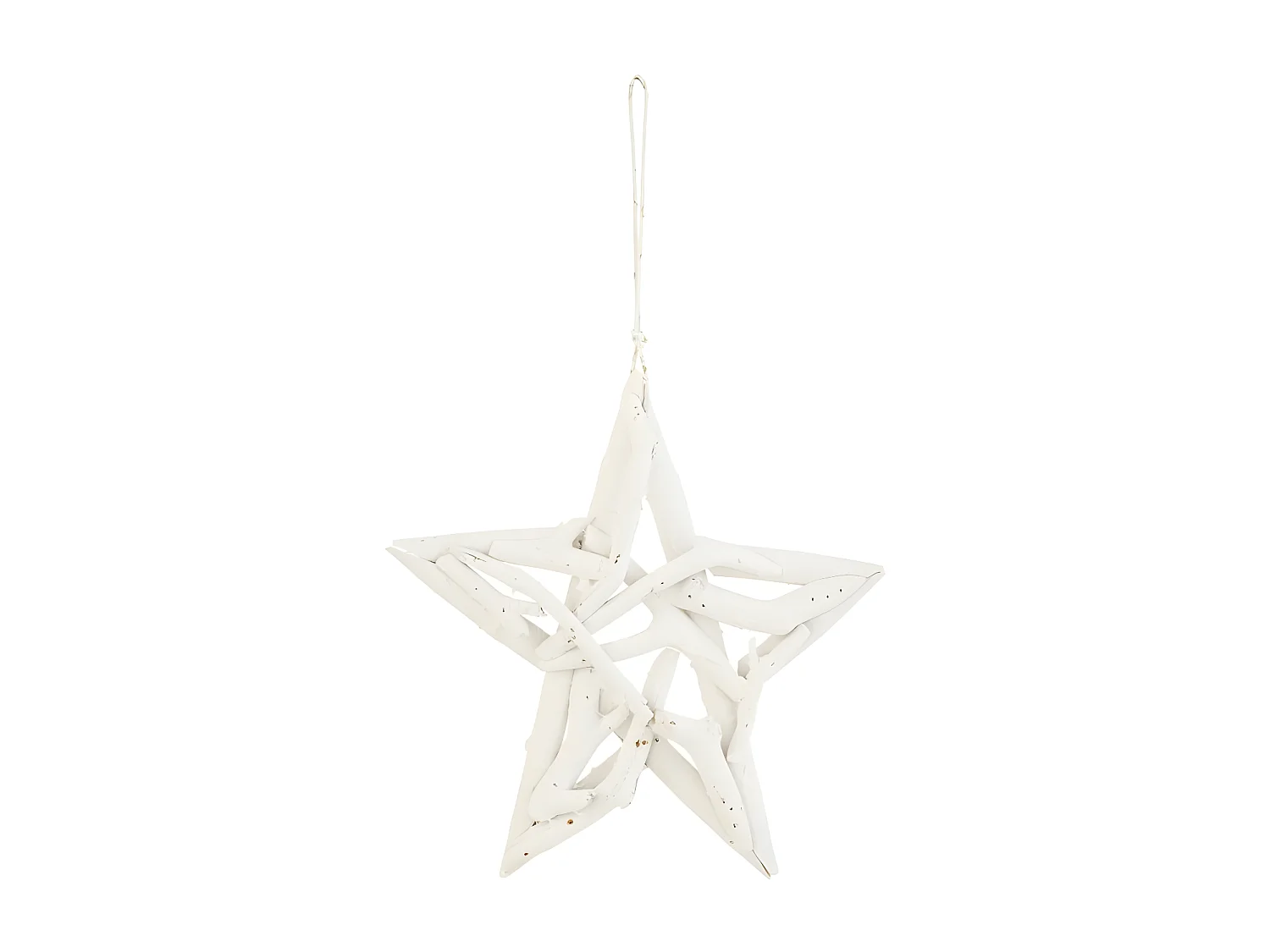 Sospensione natalizia in legno bianco 26x26x3,5 cm