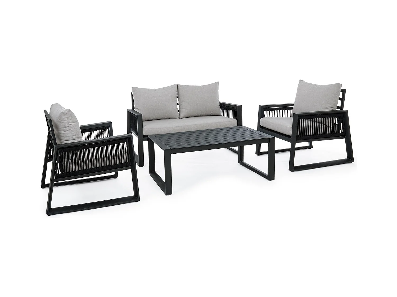 Salon de jardin 4 places et table basse (set de 4) - QUIBERON