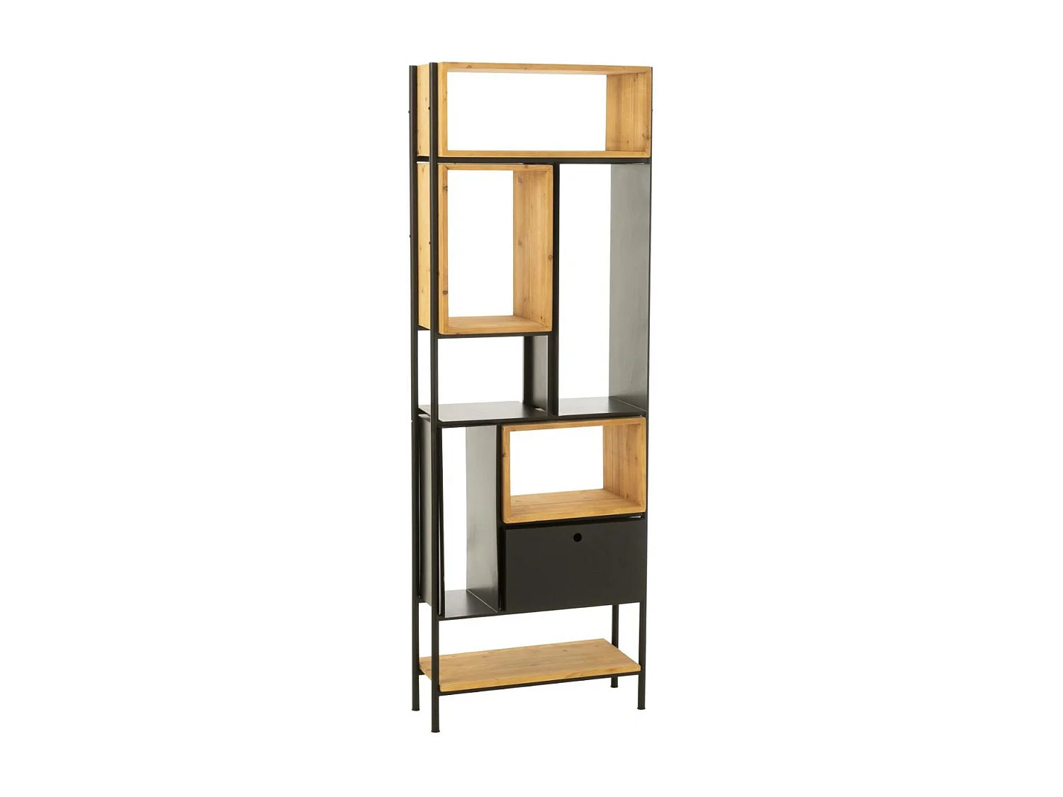 Étagère en Bois "Tina" 65cm Noir & Naturel