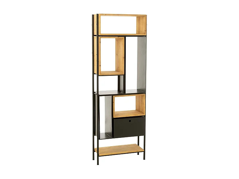 Étagère en Bois "Tina" 65cm Noir & Naturel