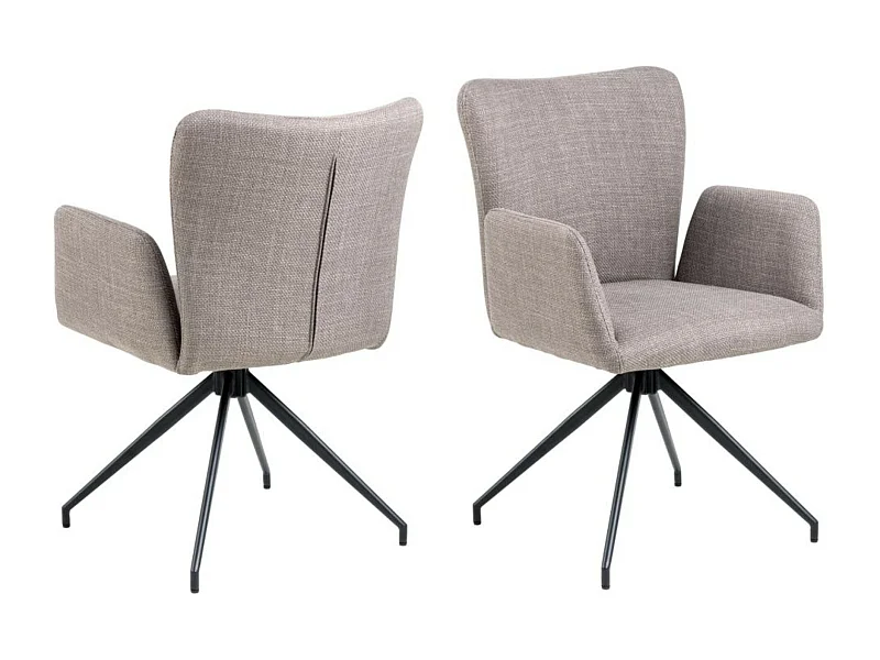 Fauteuils de salle à manger pivotants en tissu (lot de 2) - LARA