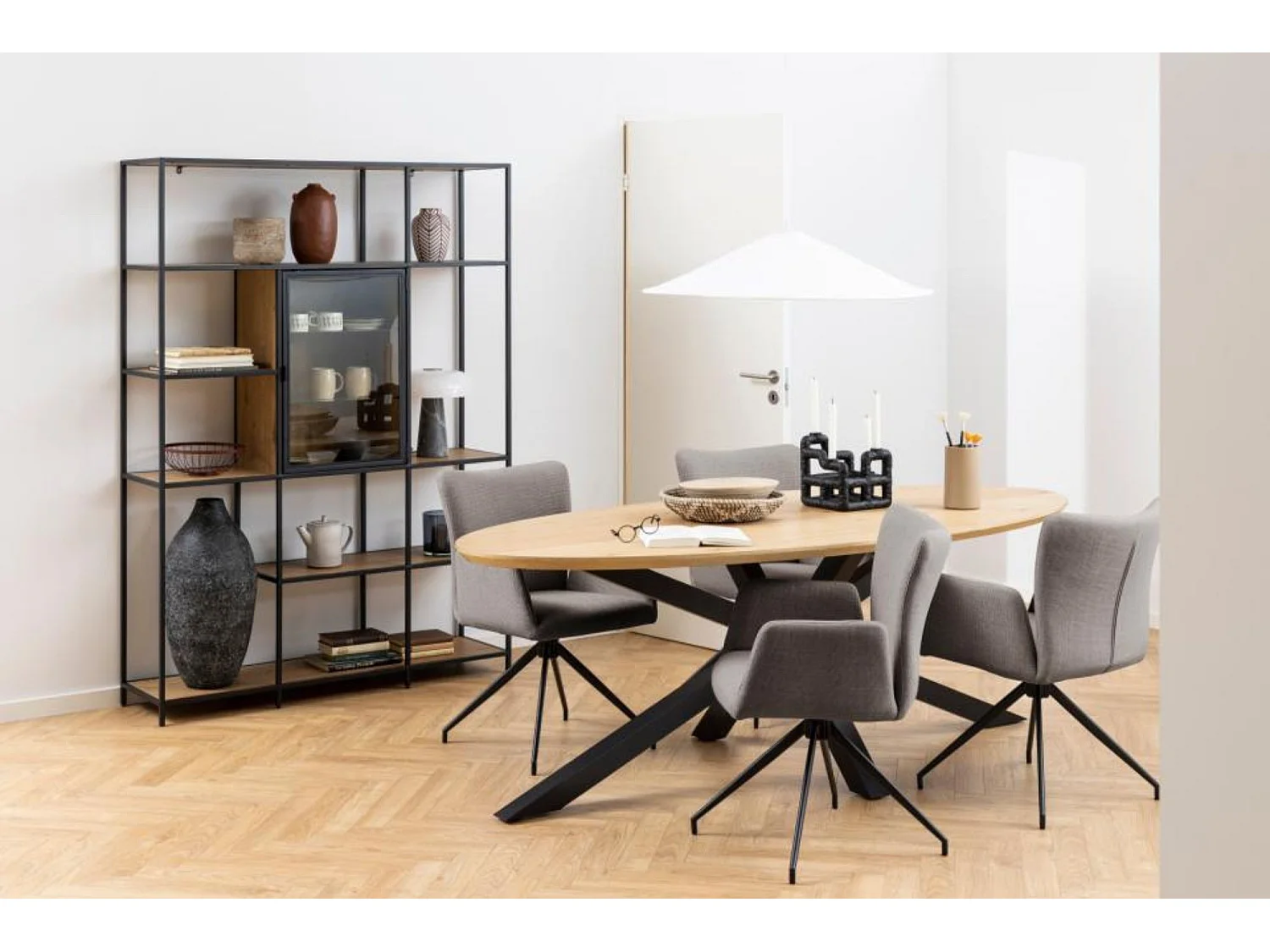 Fauteuils de salle à manger pivotants en tissu (lot de 2) - LARA