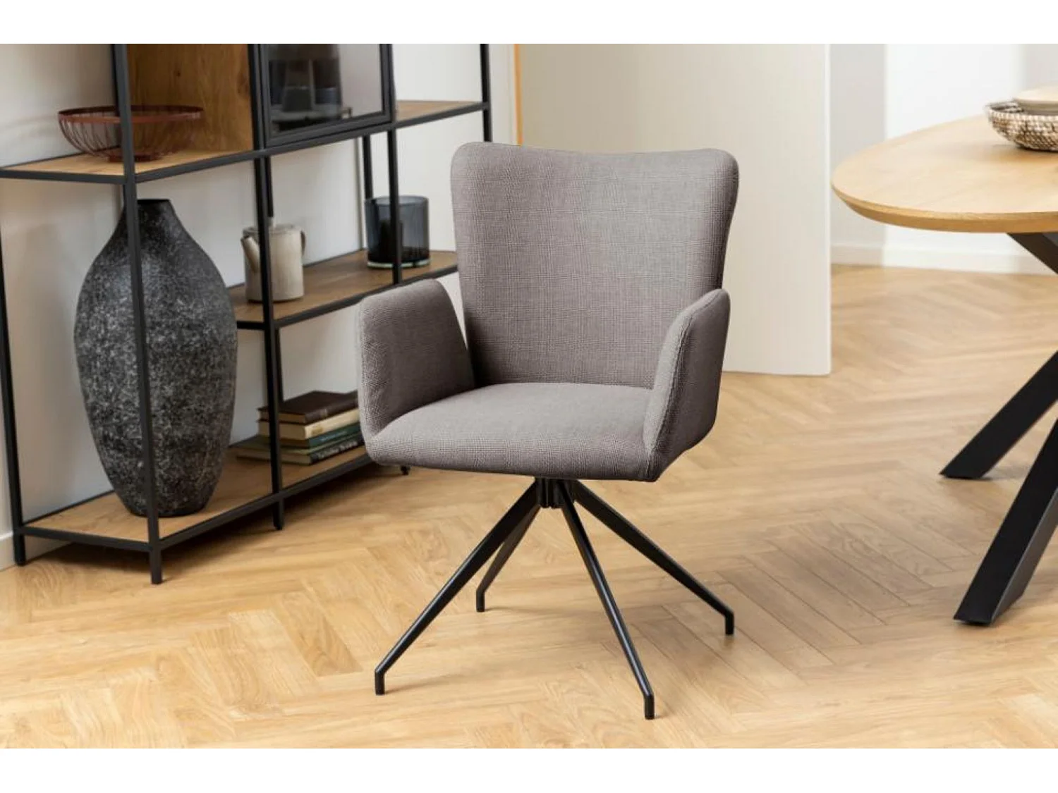 Fauteuils de salle à manger pivotants en tissu (lot de 2) - LARA