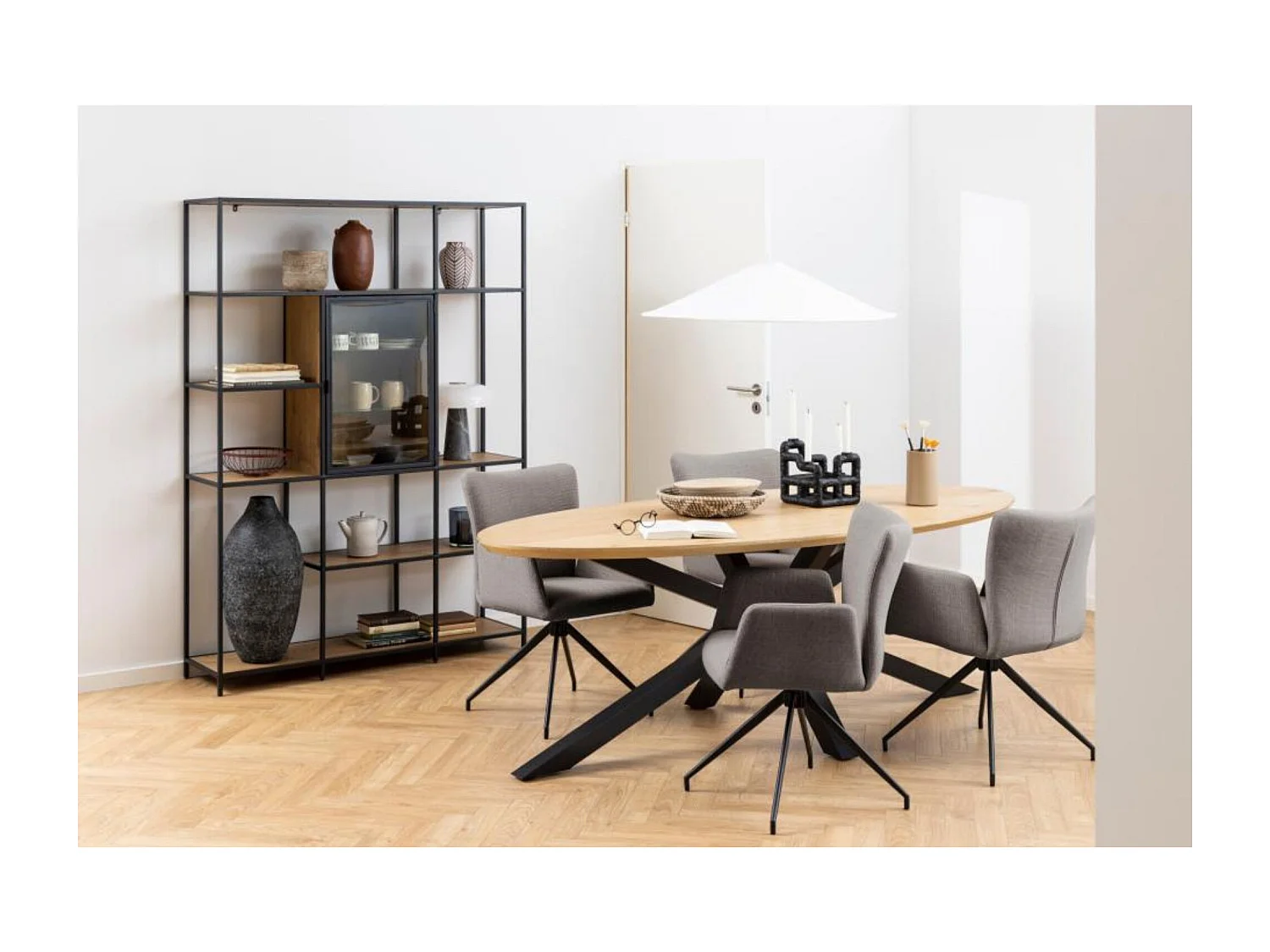 Fauteuils de salle à manger pivotants en tissu (lot de 2) - LARA