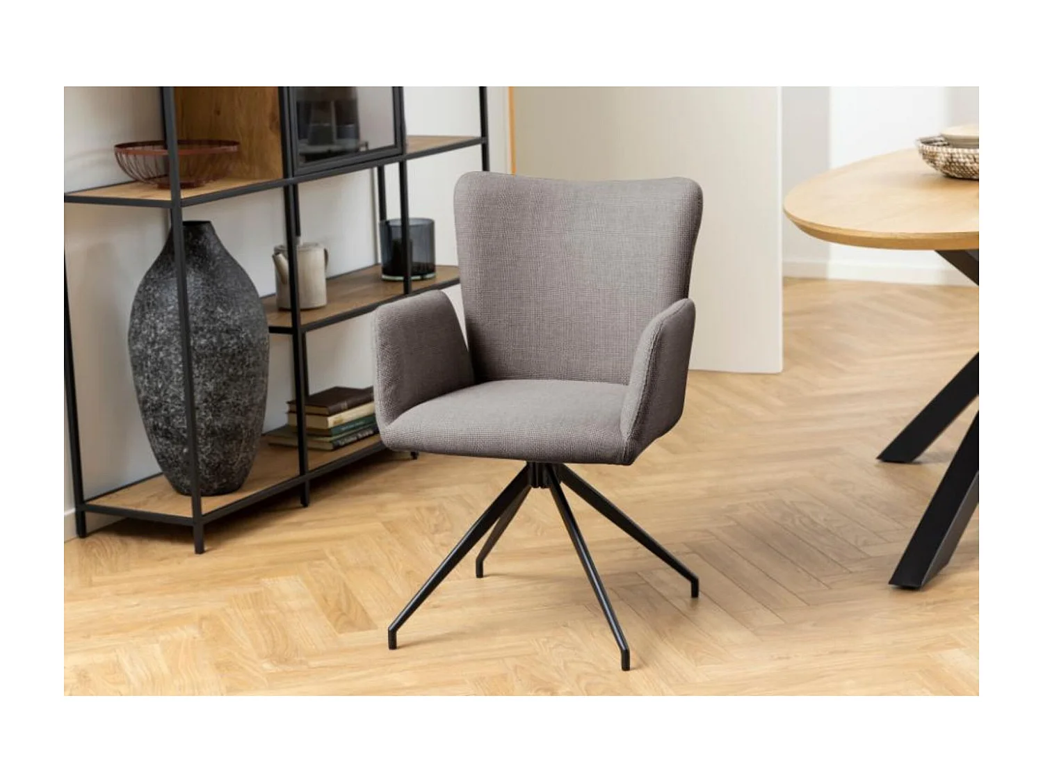 Fauteuils de salle à manger pivotants en tissu (lot de 2) - LARA
