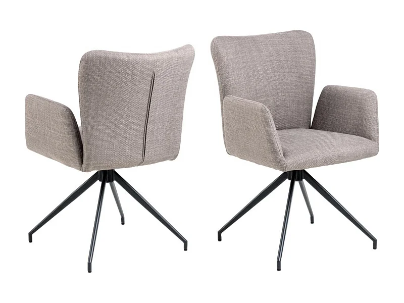 Fauteuils de salle à manger pivotants en tissu (lot de 2) - LARA