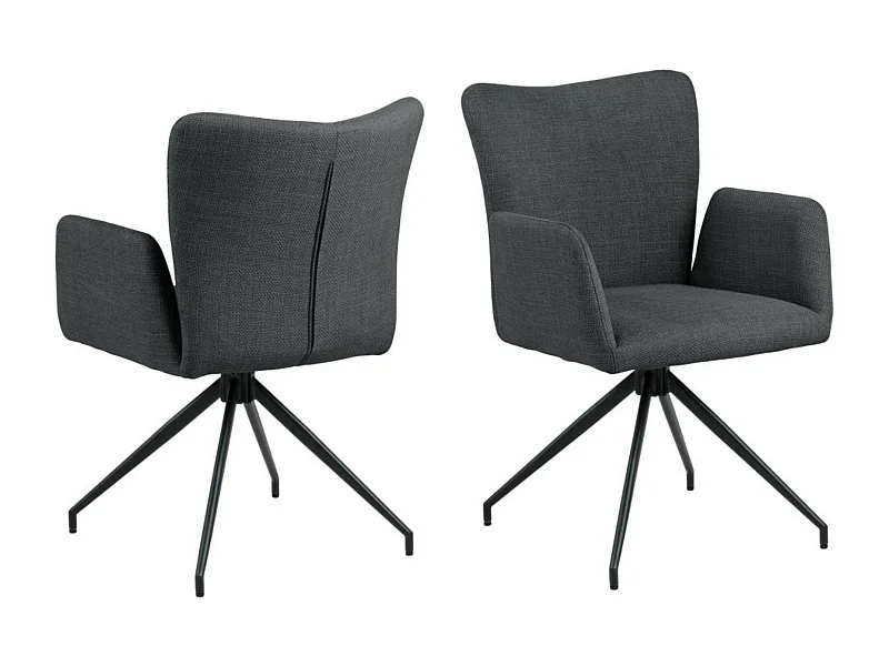 Fauteuils de salle à manger pivotants en tissu (lot de 2) - LARA