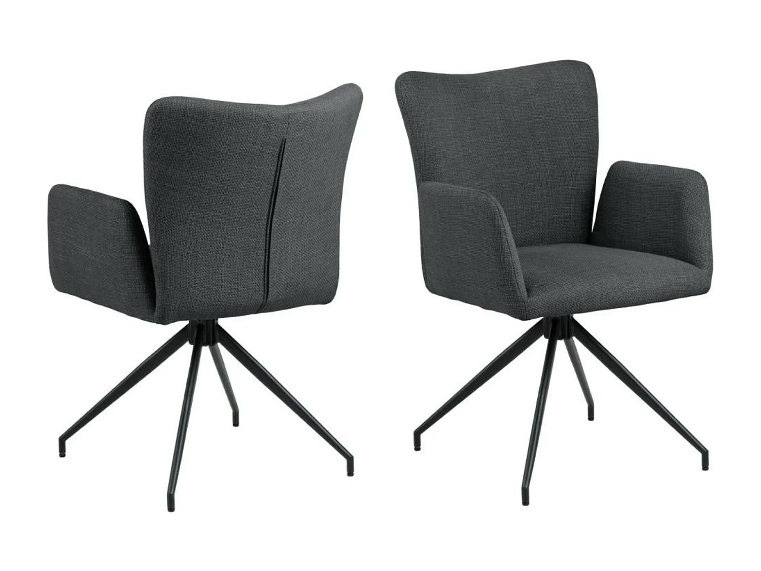 Fauteuils de salle à manger pivotants en tissu (lot de 2) - LARA