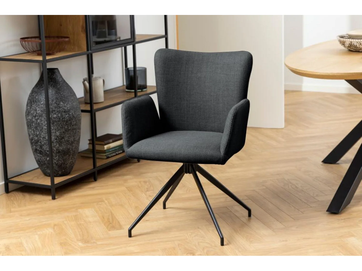 Fauteuils de salle à manger pivotants en tissu (lot de 2) - LARA