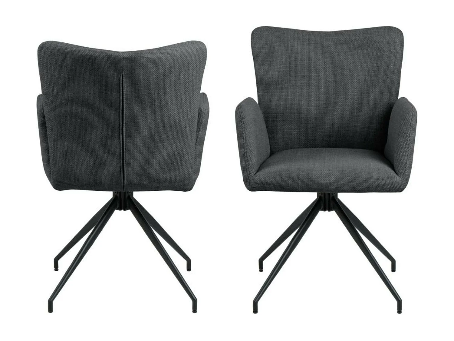 Fauteuils de salle à manger pivotants en tissu (lot de 2) - LARA