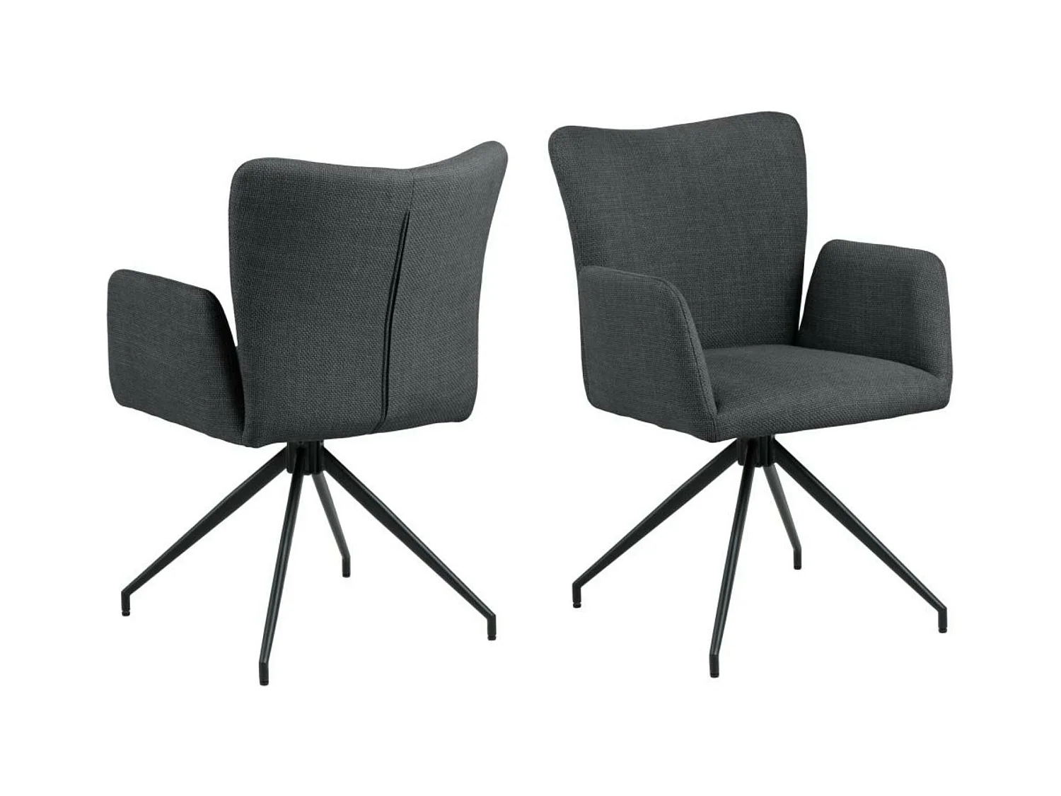 Fauteuils de salle à manger pivotants en tissu (lot de 2) - LARA