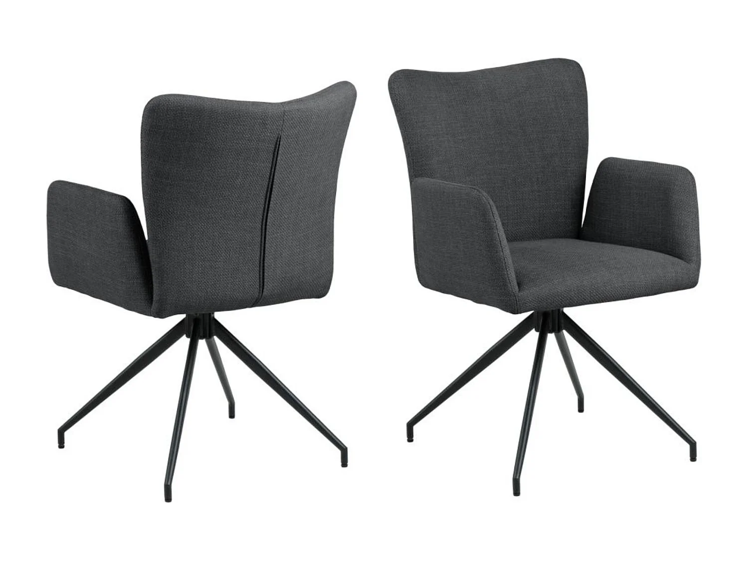 Fauteuils de salle à manger pivotants en tissu (lot de 2) - LARA