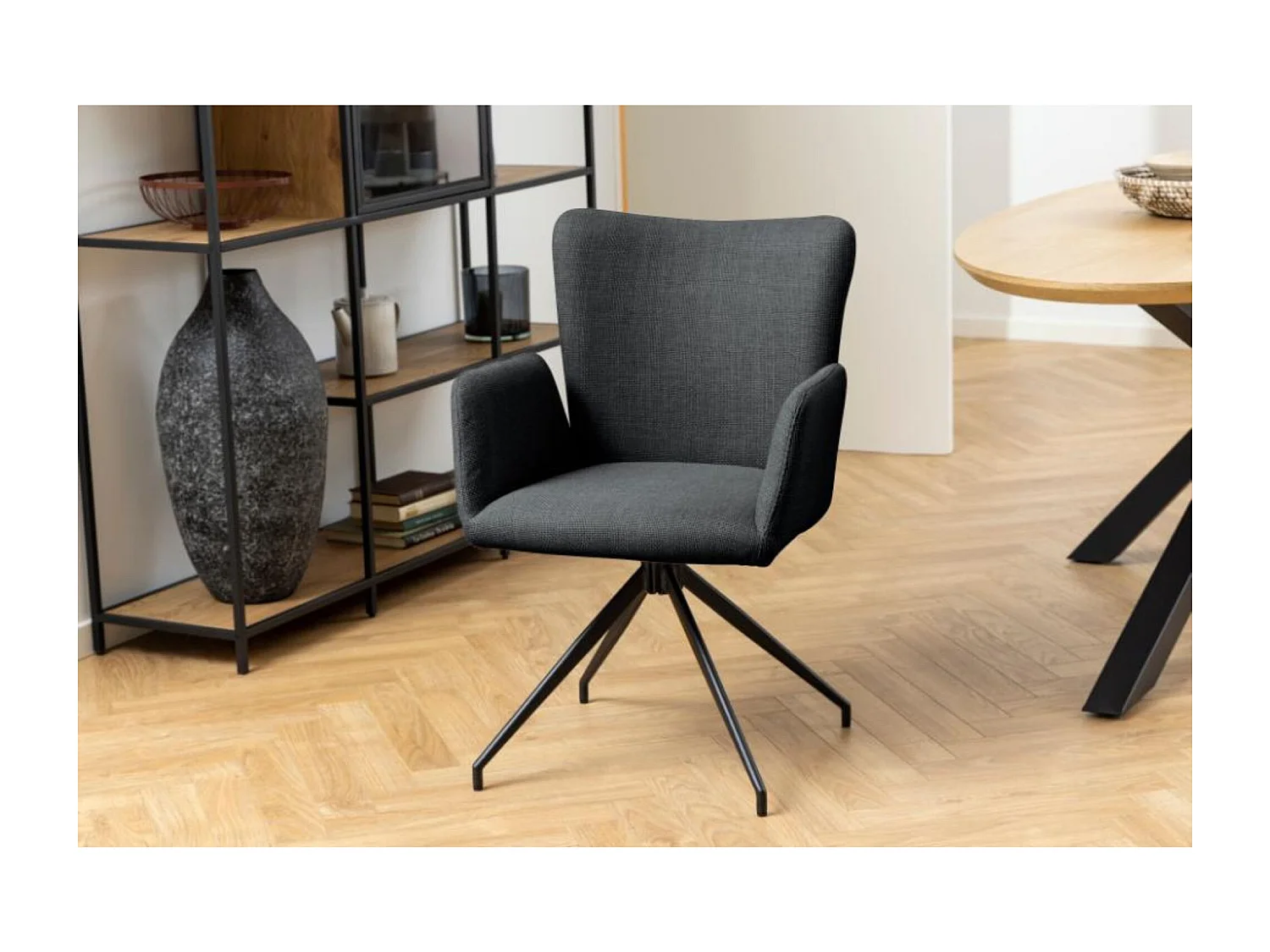 Fauteuils de salle à manger pivotants en tissu (lot de 2) - LARA