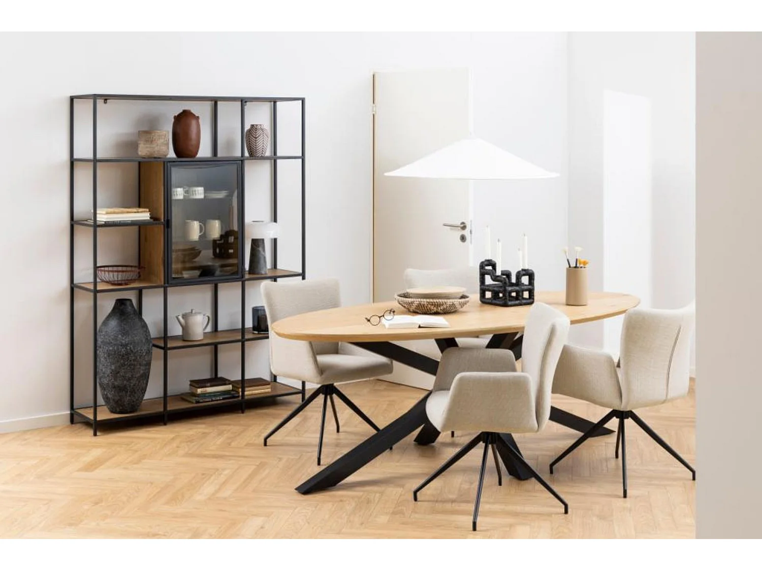 Fauteuils de salle à manger pivotants en tissu (lot de 2) - LARA