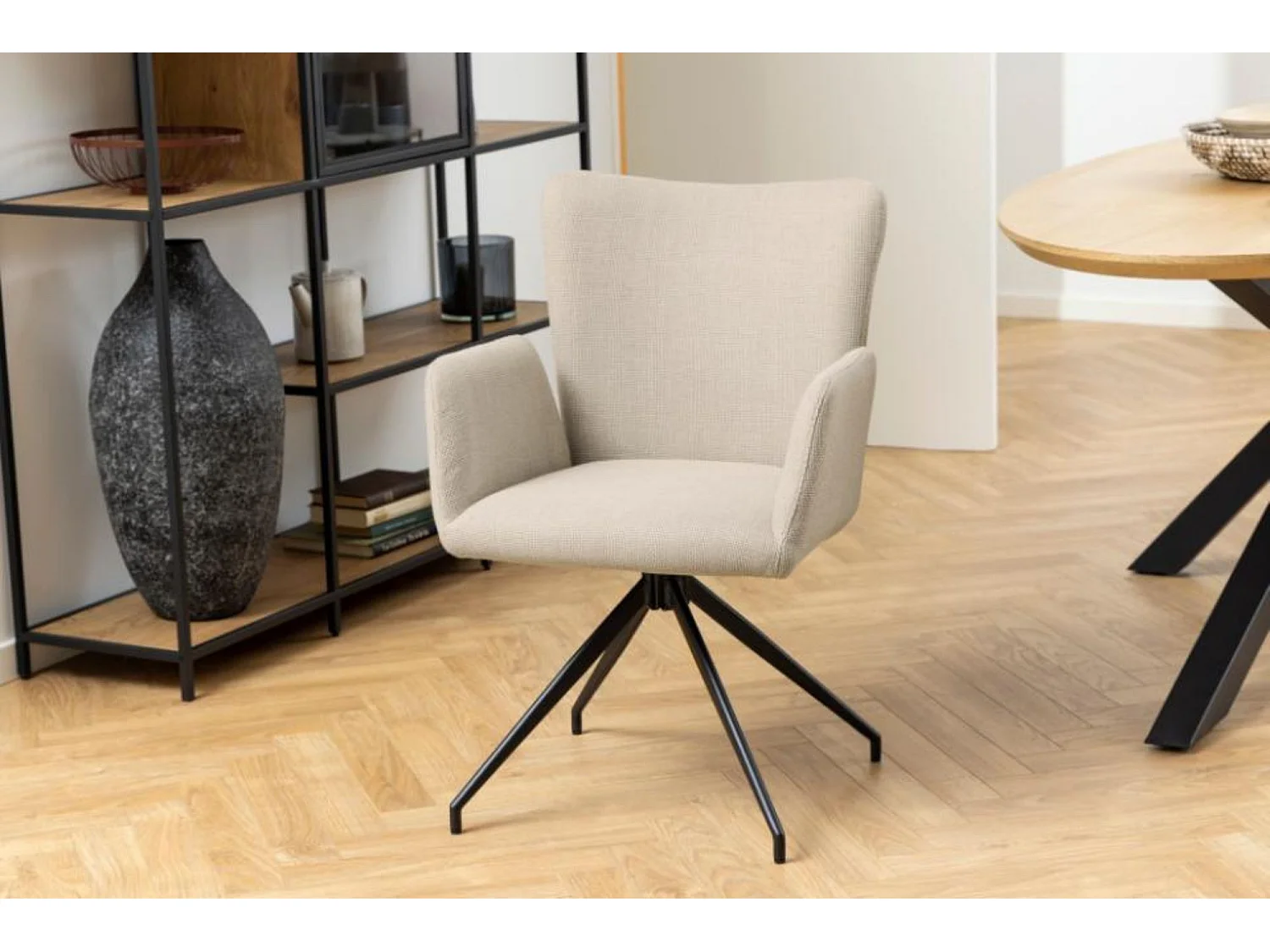 Fauteuils de salle à manger pivotants en tissu (lot de 2) - LARA