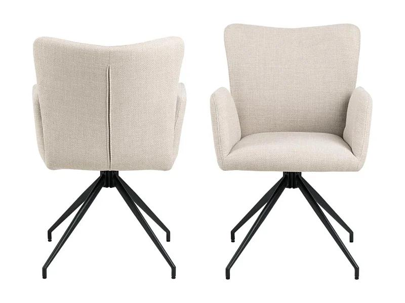 Fauteuils de salle à manger pivotants en tissu (lot de 2) - LARA