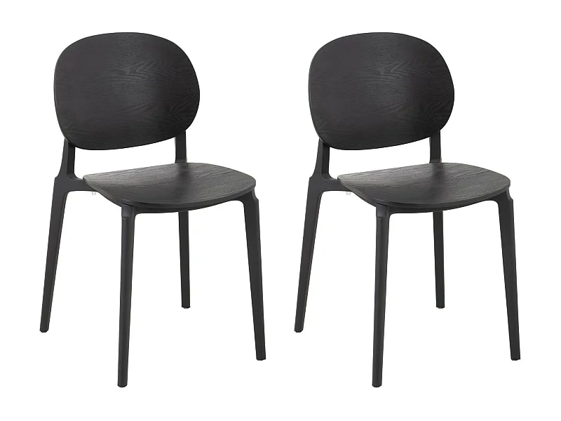Chaises de salle à manger noires style japandi (lot de 2) - YUMI