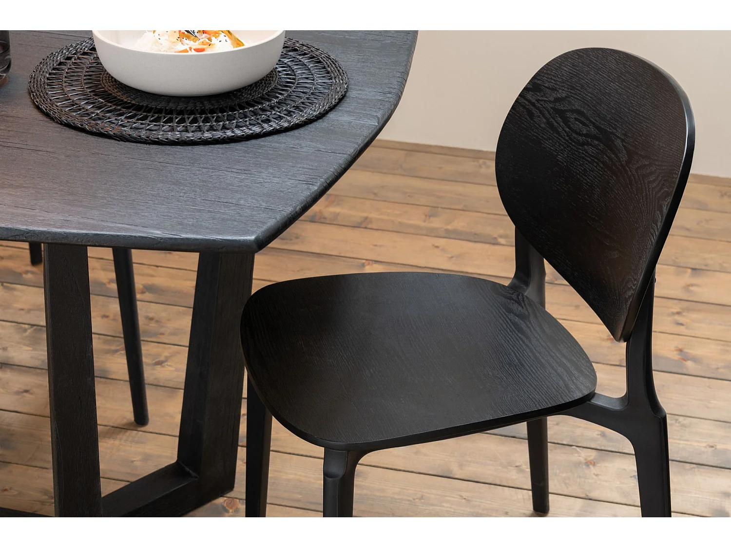 Chaises de salle à manger noires style japandi (lot de 2) - YUMI