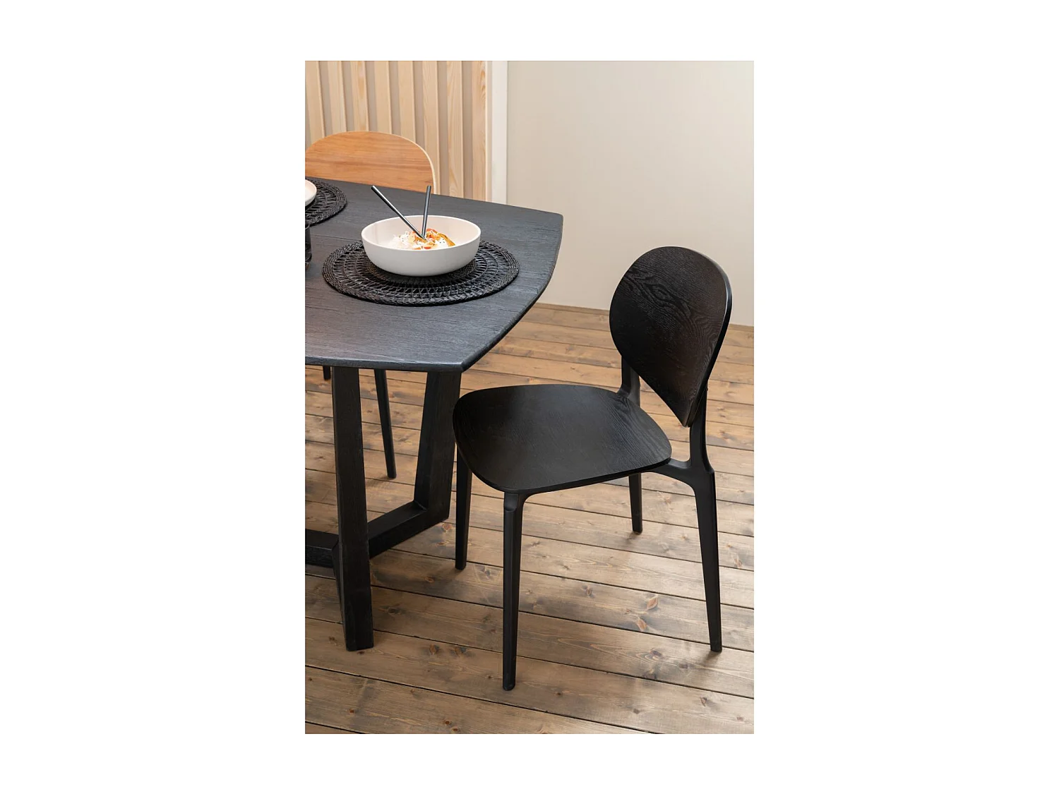 Chaises de salle à manger noires style japandi (lot de 2) - YUMI