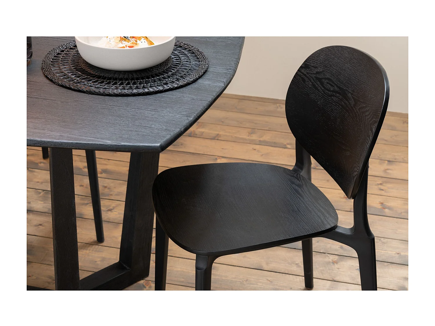 Chaises de salle à manger noires style japandi (lot de 2) - YUMI