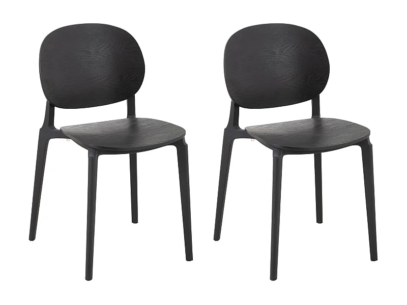 Chaises de salle à manger noires style japandi (lot de 2) - YUMI