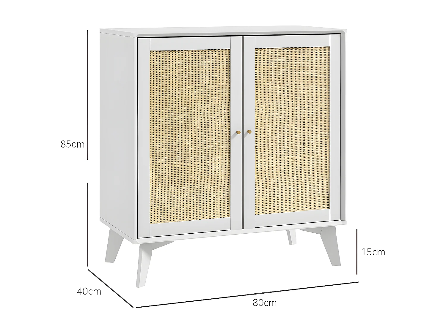 Buffet 2 portes CHIMENE blanc et cannage