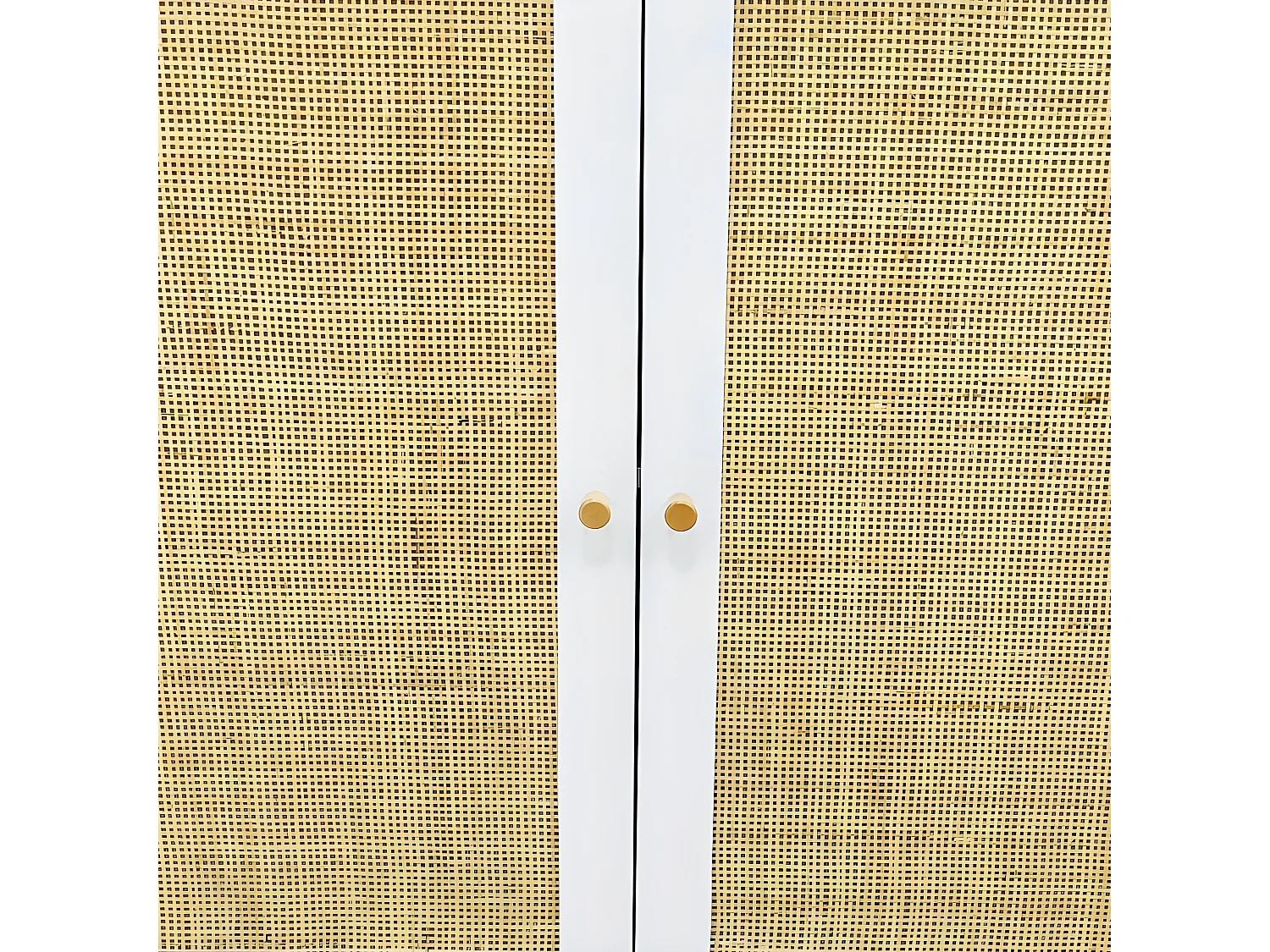 Buffet 2 portes CHIMENE blanc et cannage